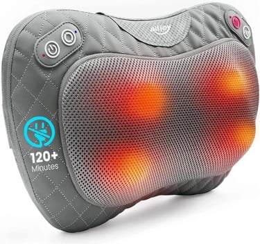ALLJOY Cojín de Masaje Inalámbrico, Masajeador Cervical y Espalda Shiatsu con Calor