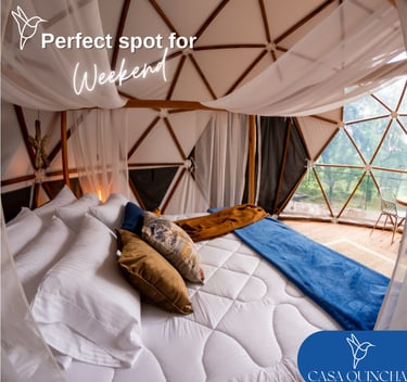 Habitacion de lujo en Casa Quincha Glamping cerca de Bogota en clima templado