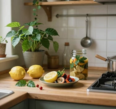 sliced fruits on brown wooden round plate