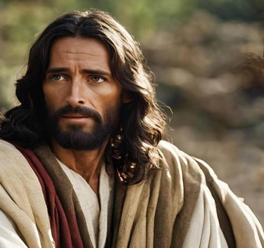 Artistic depiction of Jesus looking outward, symbolizing compassion, trust, and invitation.