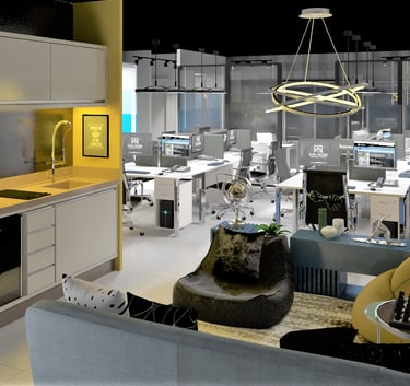 Coworking com divisórias de vidro e layout inteligente em SP
