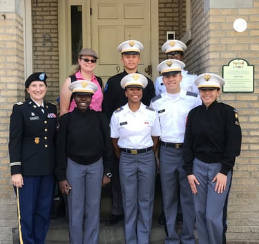 Dr. Hooton, back left, with students and instructor on Black history walking tour in Newburgh, NY.