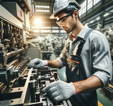 a man operating a machine