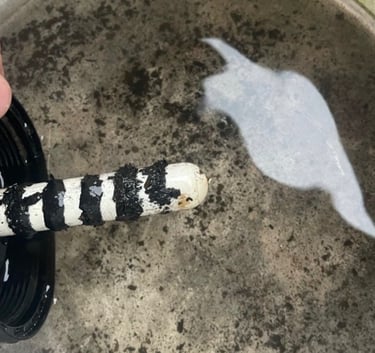 Pot à boue magnétique : résidus ferreux collectés lors du nettoyage d'un circuit PAC air-eau.