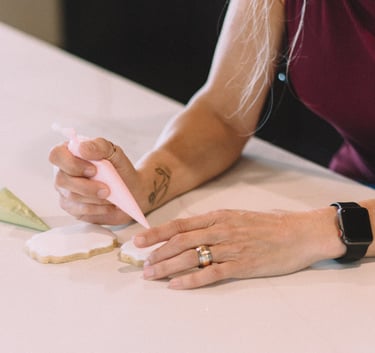 Hand-piped sugar cookies with royal icing
