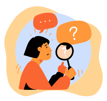 a man looking at questionnaires with question marks