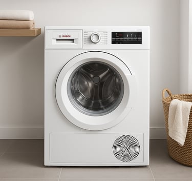 Bosch dryer in modern laundry room.