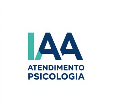 A minimal, professional logo representation of IAA ATENDIMENTO PSICOLOGIA using soft geometric shapes in #5DA399 and #2C3E50, symbolizing connection and psychological growth. Clean white background.