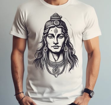 A rich, warm-toned photograph of a model wearing a deep red saree with gold embroidery, standing against a textured, earthy backdrop.