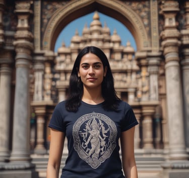 Close-up of intricately designed gold and kundan earrings resting on a traditional fabric with subtle floral patterns.