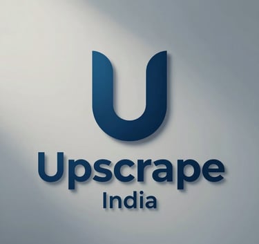 Professional corporate logo for Upscrape India, minimalist and modern, dark blue and steel blue palette, sleek typography, clean vector style.