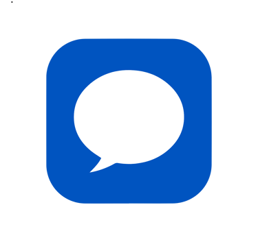 Blue text message icon for Cleana Group home cleaning booking via SMS