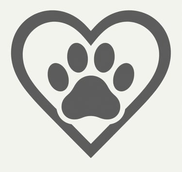 A comforting, minimalist graphic of a heart intertwined with a paw print, rendered in a professional, empathetic style. The colors are #6C7C71 against a soft #F7F9F7 background, symbolizing the eternal bond between humans and pets.