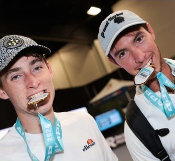 Dylan Frazier and JW Johnson tasting the fruits of their labor