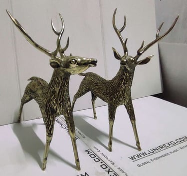 "Elegant brass deer figurines in a standing posture-Export-ready"