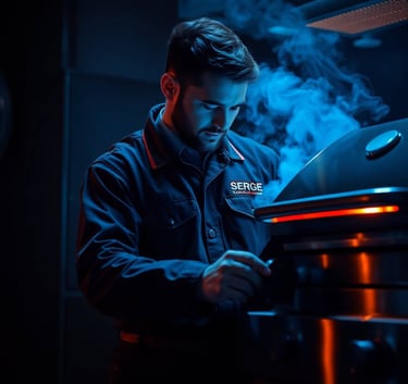 Fix Commercial Appliance technician repairs commercial grill in Charlotte