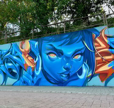 Blue Stare - Mural en Chemnitz, street art, arte urbano por Ona Salvador