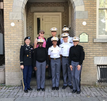 Dr. Hooton, back left, with students and instructor on Black history walking tour in Newburgh, NY.
