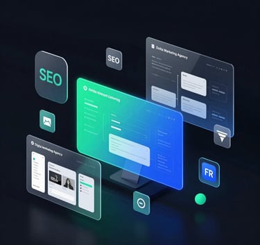 A sophisticated agency team meeting in a Scandinavian-style office with light wood and Crisp Parchment walls; a Deep Ripe Crimson accent wall is visible in the background as they review a brand strategy.