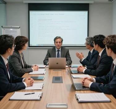 Detailed view of a professional management board in a high-tech South American office environment, symbolizing intelligent solutions and results.