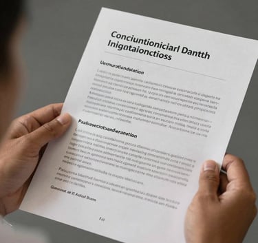 A close-up photograph of a Latin American researcher's hands holding a printed academic report on migration, soft lighting, professional and clean aesthetic, with a neutral off-white and dark grey color palette.