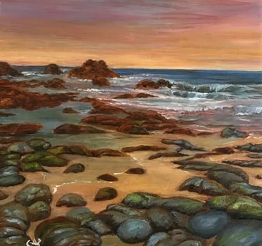 Tide Coming In, Oils on Copper by Clare Littleton