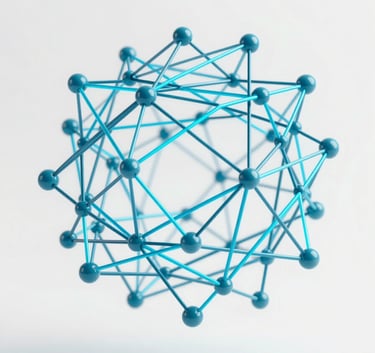 Modern abstract 3D visualization of digital connectivity and data flow. Interconnected nodes and glowing lines in #3A8D9B and #A0DCE8 against a clean #F3F7F9 background, representing forward-thinking innovation.