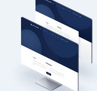 Modern abstract representation of a website scaling on multiple screens, clean professional style, featuring subtle gradients of #1B2A3D and #2C6E91 against a light background.