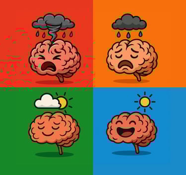 Brain Buddies icons representing neurodivergent rhythm states used in capacity‑based ADHD coaching.