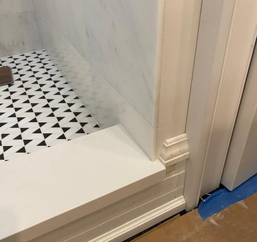 Remodeling project featuring newly built custom shower base