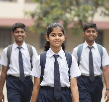 smiling woman standing while holding orange folder