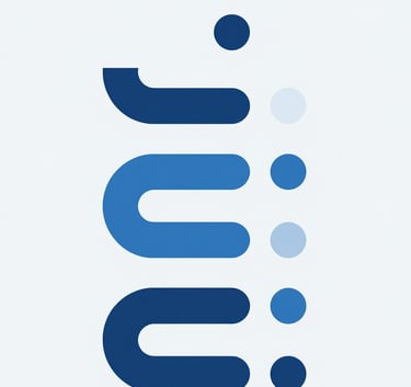 A minimalist, abstract graphic representing efficiency and motion, using geometric shapes in #3B607D and #8AA4BC, set against a clean #F1F4F8 background. Reflects technical expertise and industrial precision.