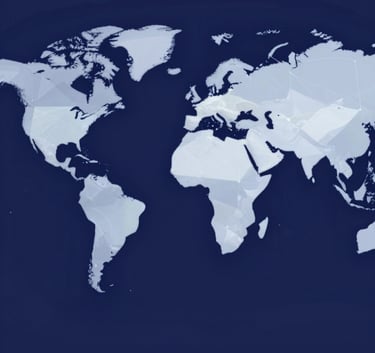 An elegant, abstract composition representing global connectivity and growth. Clean geometric shapes in #70A2B6 and #E6F0F4 against a deep #0D202B background, suggesting forward-thinking philanthropic impact.