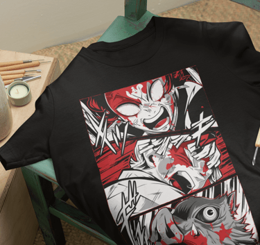 T-shirt Preta de Demon Slayer - Tanjiro
