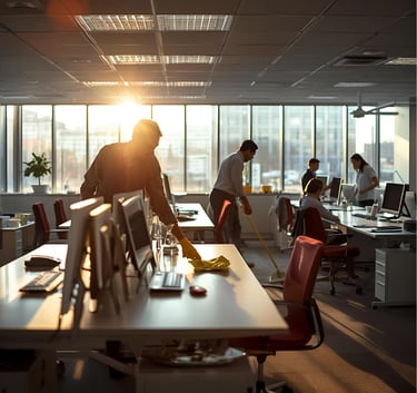 Équipe nettoyage professionnel bureau Paris S2BA
