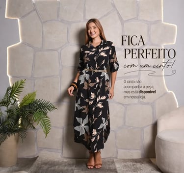 Vestido Feminino Longo De Verão Com Mangas 3/4