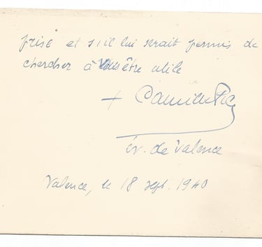 courrier de l'eveque de valence camille pic à marcel lanquetin prefet revoqué 18 sept 1940