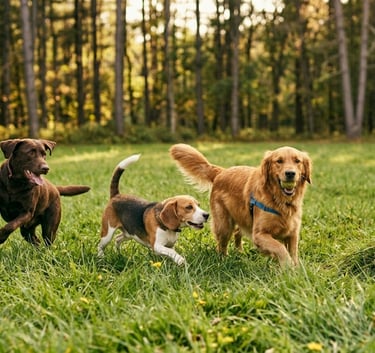 dogs playing in grass
