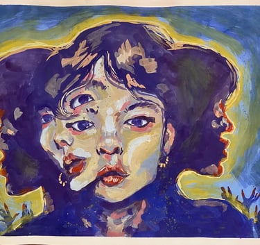 Original Takara Welter Gouache Painting on Paper titled, "Divine Passions"