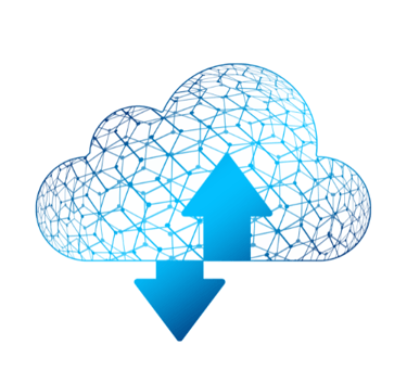 a cloud with a arrow pointing up to a cloud
