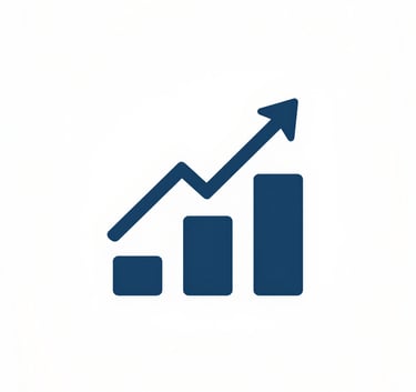 A minimalist, high-quality professional icon representing financial growth and stability, using #4A7C8E and #1D2D3E, centered on a light #F7FAFC background.