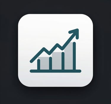 A minimalist and modern logo-style icon representing industrial growth and sustainability, using sharp geometric lines in #A8C6B1 and #F7F9F6 on a dark background.