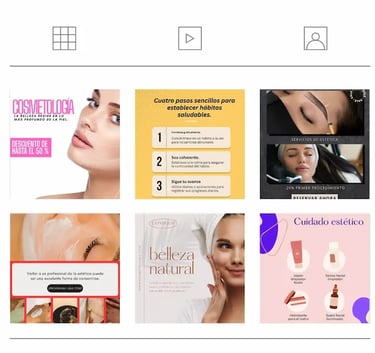 Perfil digital con diseño caótico: mezcla de tipografías y falta de identidad visual.
