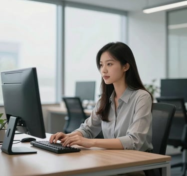 A high-quality photography of a professional office environment in Slovakia with soft natural lighting and a clean, modern aesthetic focusing on transparency and trust.
