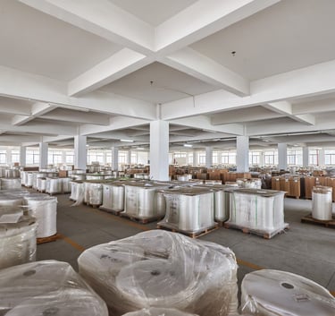 Large-scale warehouse for coffee packaging materials ensuring stable supply