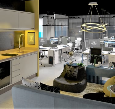 Coworking com divisórias de vidro e layout inteligente em SP