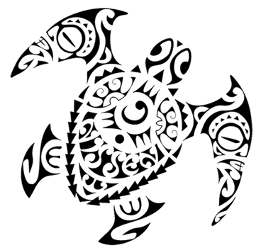 tortue en motifs polynésiens
