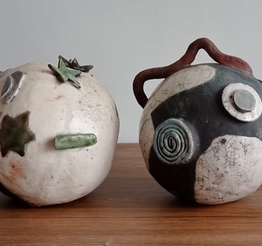oiseau en raku ceramique poterie art du feu funny birds fire art ceramic pottery clay