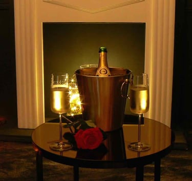 champagne devant la cheminée