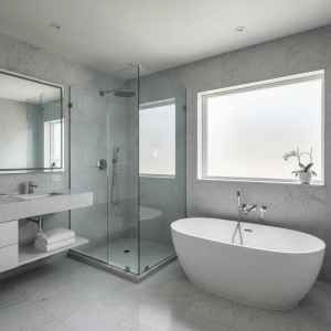 Rénovation de salle de bain clé en main par BH Bruno Holin à Montvendre, design moderne et fonctionn